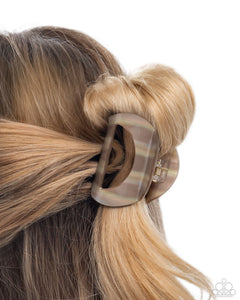 Paparazzi Striped Shopaholic - Brown Hair Accessory