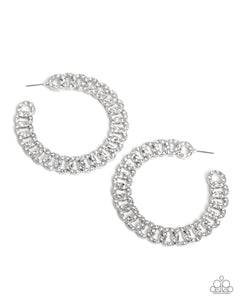 Paparazzi Interlocked Icing - White Earrings