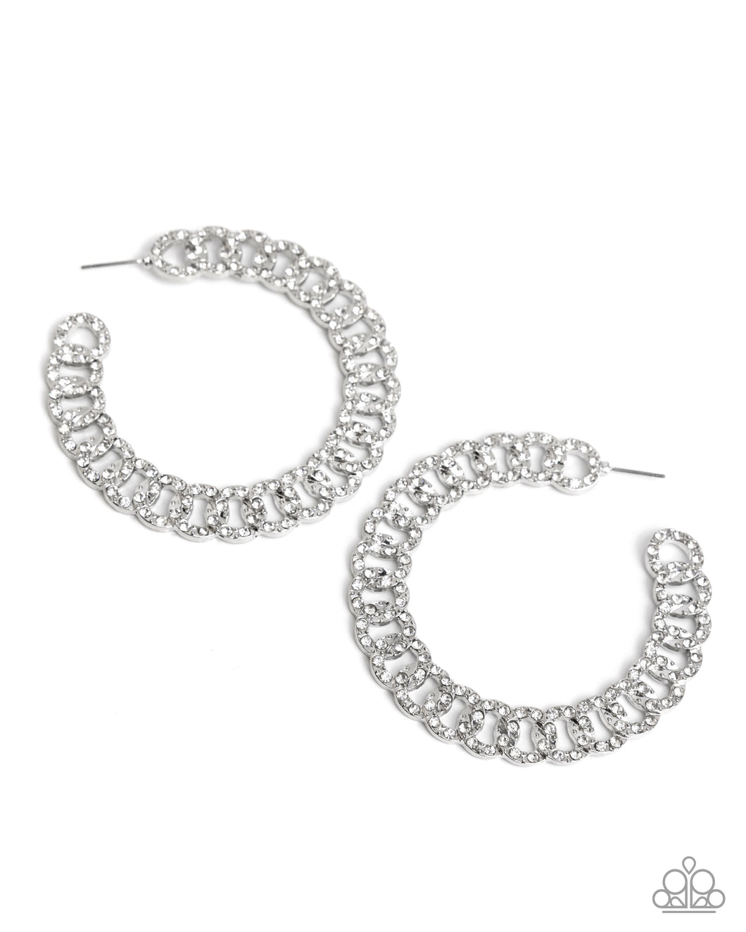 Paparazzi Interlocked Icing - White Earrings