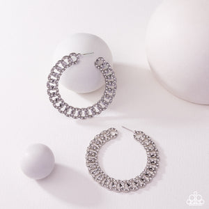 Paparazzi Interlocked Icing - White Earrings