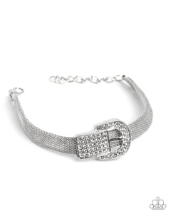 Paparazzi Boldly Buckled - White Bracelet