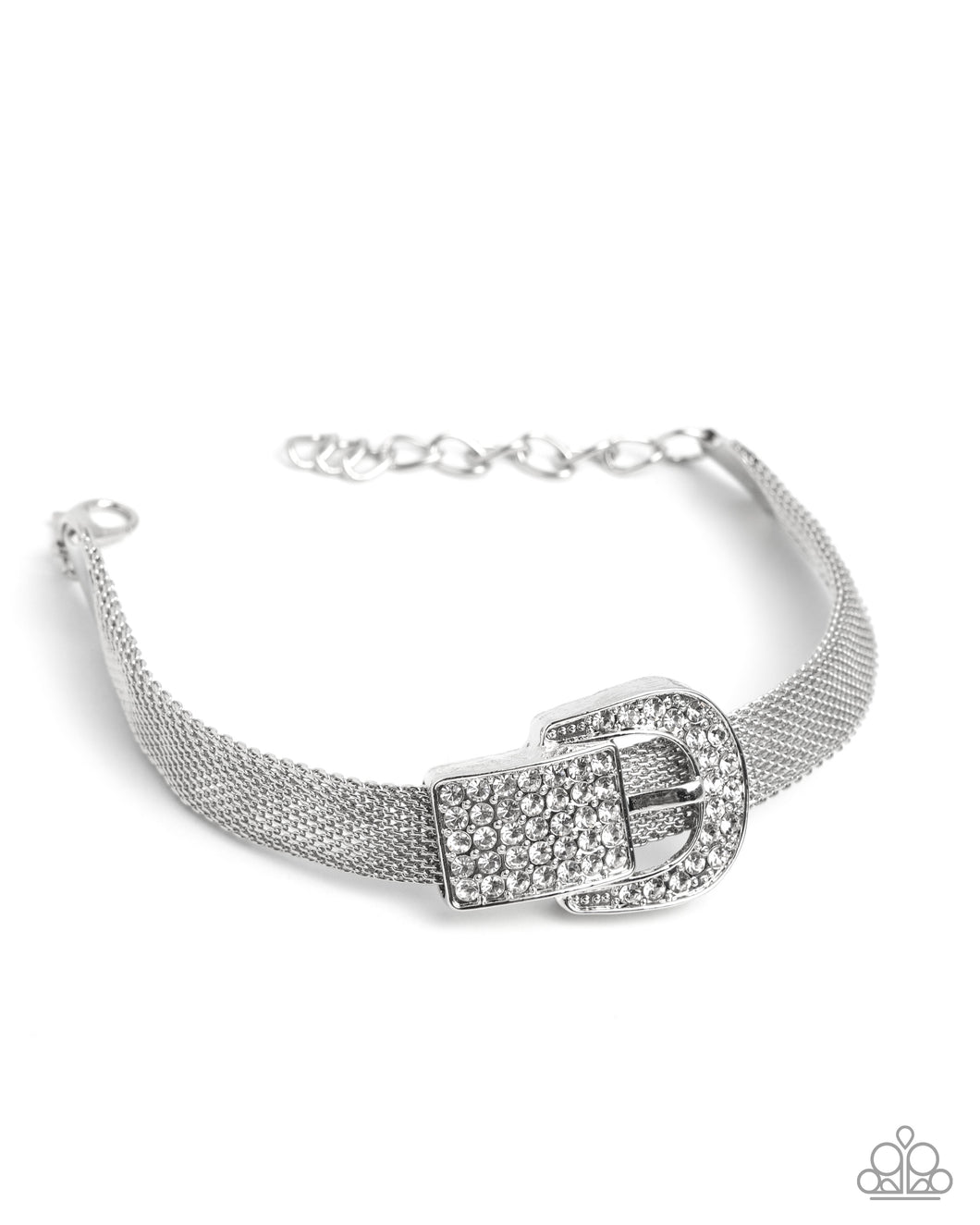 Paparazzi Boldly Buckled - White Bracelet