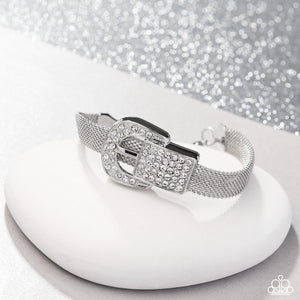 Paparazzi Boldly Buckled - White Bracelet