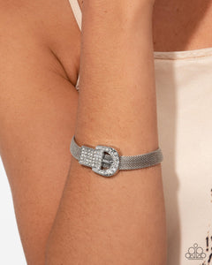 Paparazzi Boldly Buckled - White Bracelet
