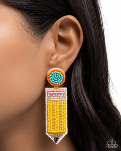 Paparazzi Phenomenal Pencil - Yellow Earrings