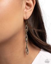 Load image into Gallery viewer, Paparazzi Teardrop Tenure - Brass Earrings

