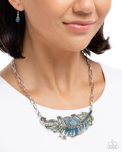 Paparazzi Fancy Feather - Blue Necklace