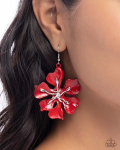 Paparazzi Floral Faction - Red Earrings