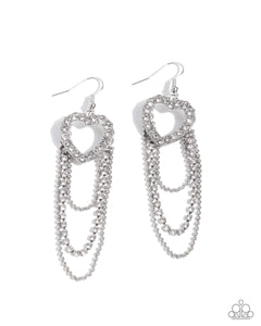 Paparazzi Haute Hangout - White Earrings