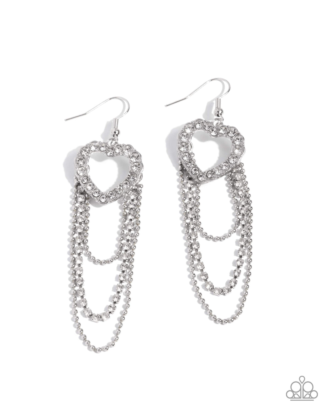 Paparazzi Haute Hangout - White Earrings