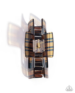 Paparazzi Prized Plaid - Brown Hair Accessory