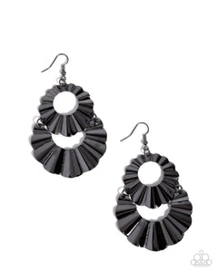 Paparazzi Crimped Consistency - Black Earrings