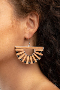 Paparazzi Wooden Wonderland - Black Earrings