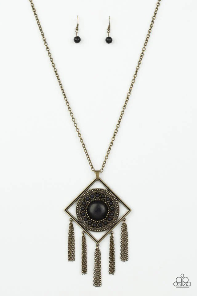 Paparazzi Sandstone Solstice - Brass Necklace