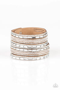 Paparazzi A Wait And Sequin Attitude - Brown Bracelet