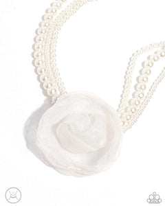 Paparazzi Radiant Rosette - White Necklace