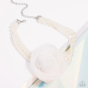 Paparazzi Radiant Rosette - White Necklace