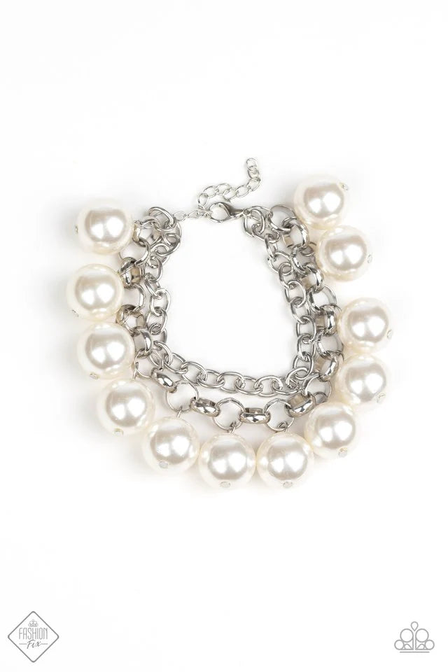 Paparazzi Word On Wall Street - White Bracelet