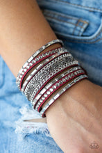 Load image into Gallery viewer, Paparazzi Rhinestone Rumble - Red Bracelet
