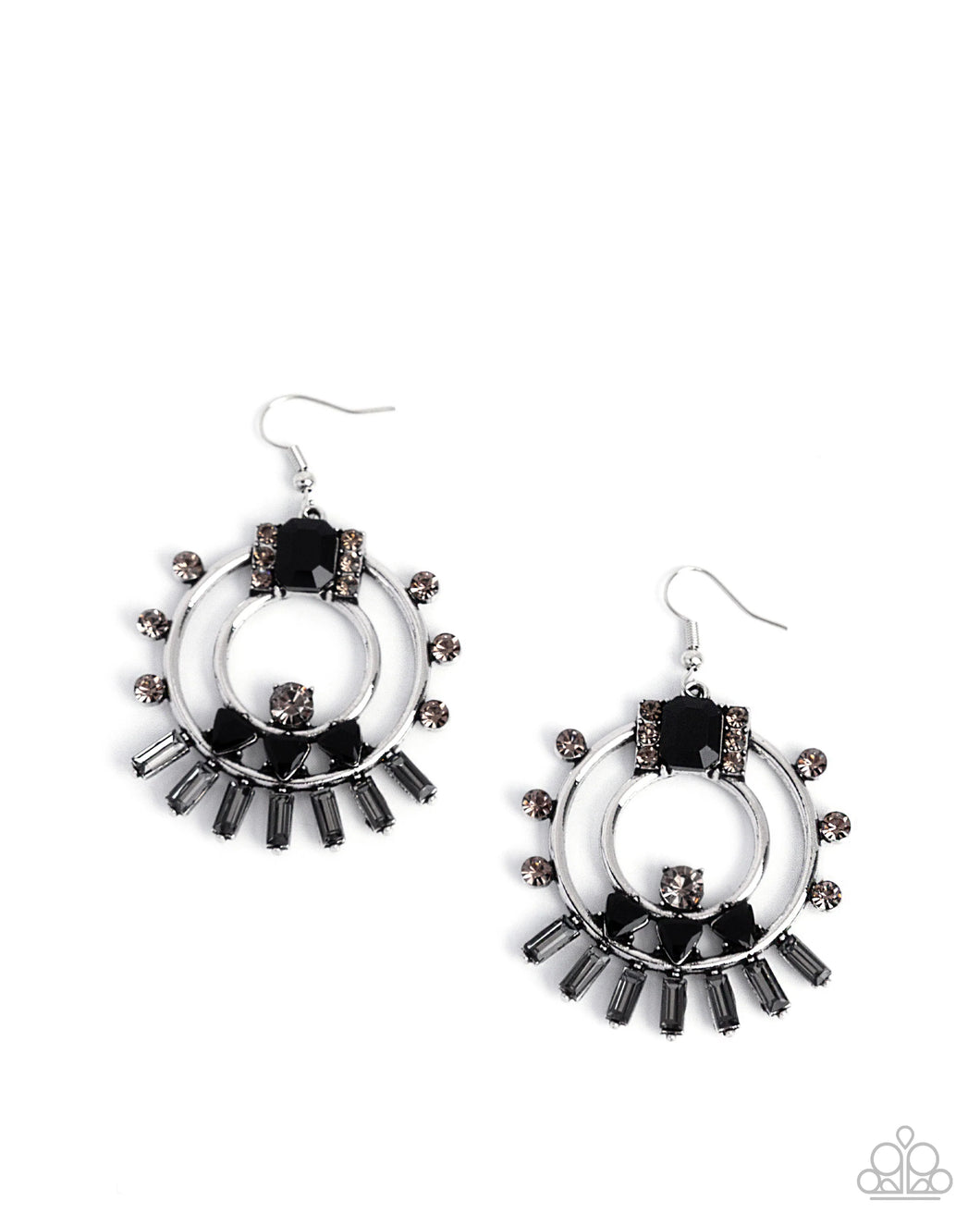 Paparazzi Concentric Conversation - Black Earrings