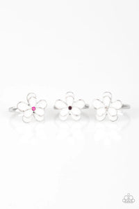 Paparazzi White Rhinestone Flower Starlet Shimmer Rings