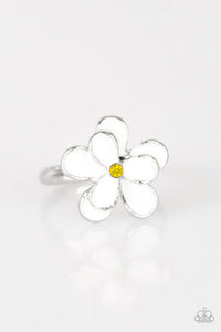 Paparazzi White Rhinestone Flower Starlet Shimmer Rings