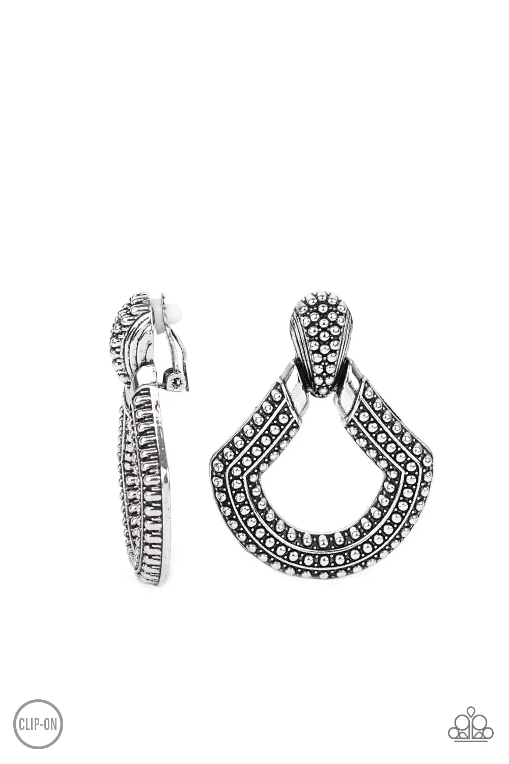 Paparazzi Better Buckle Up - Silver Earrings