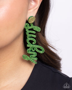 Paparazzi Lucky Legato - Green Earrings