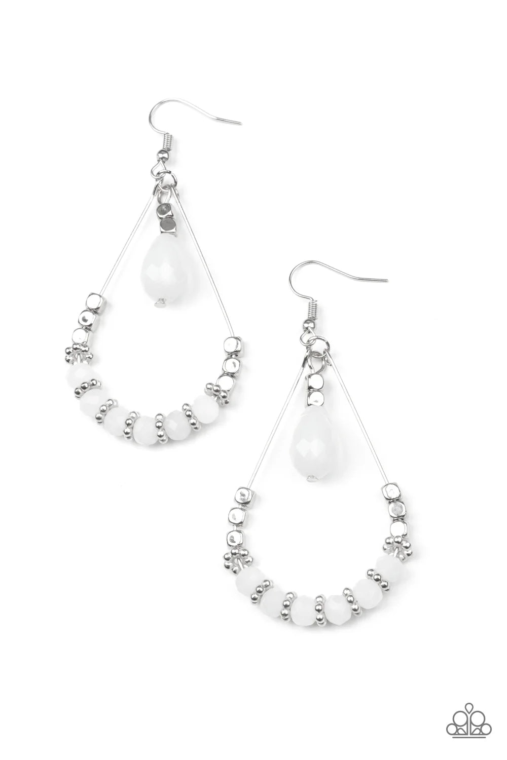Paparazzi Lovely Lucidity - White Earrings