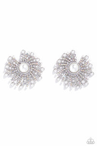 Paparazzi Fancy Fireworks - White Earrings