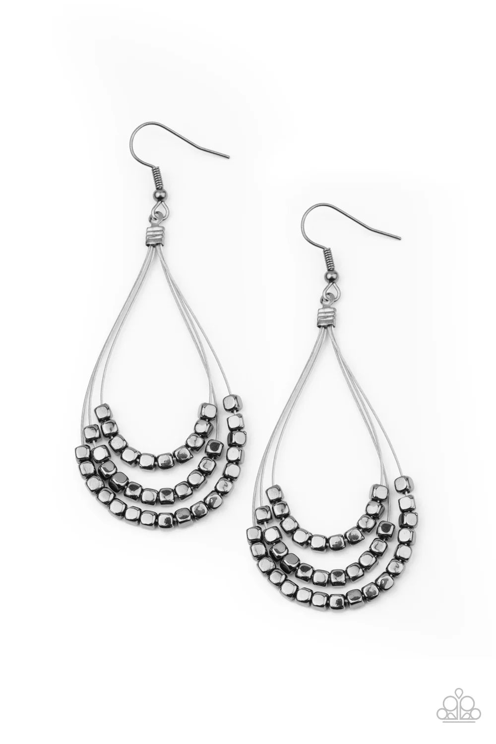 Paparazzi Off The Blocks Shimmer - Black Earrings