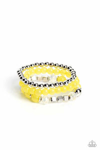 Paparazzi CUBE Your Enthusiasm - Yellow Bracelet