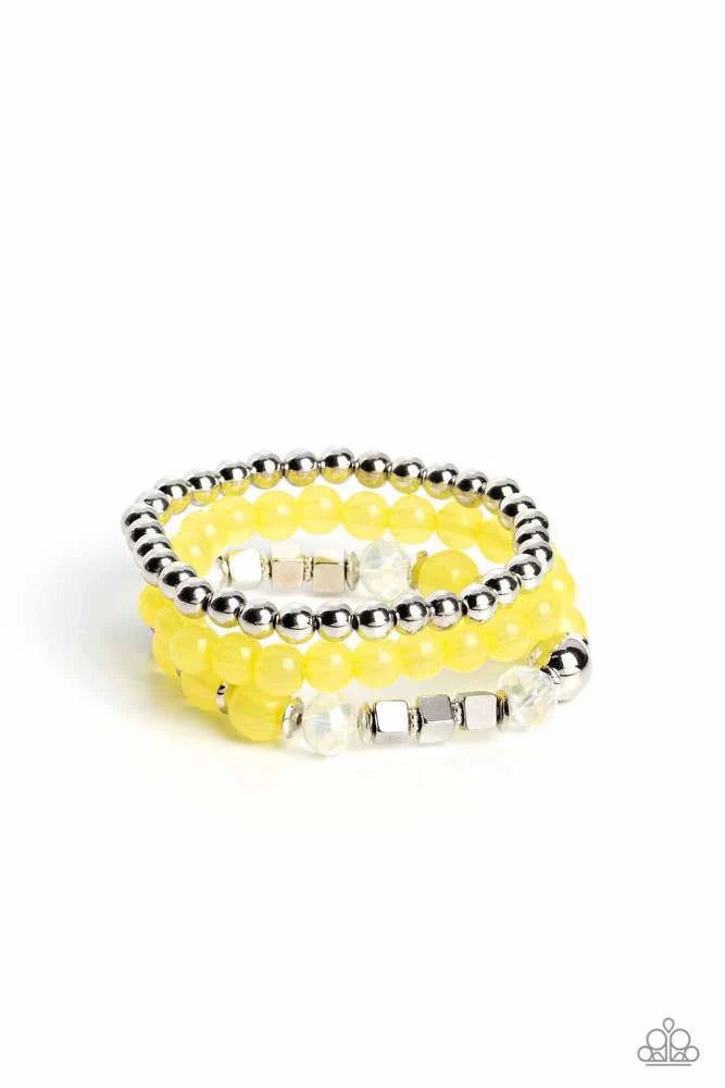 Paparazzi CUBE Your Enthusiasm - Yellow Bracelet