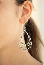 Load image into Gallery viewer, Paparazzi Line Crossing Sparkle - Green Earrings

