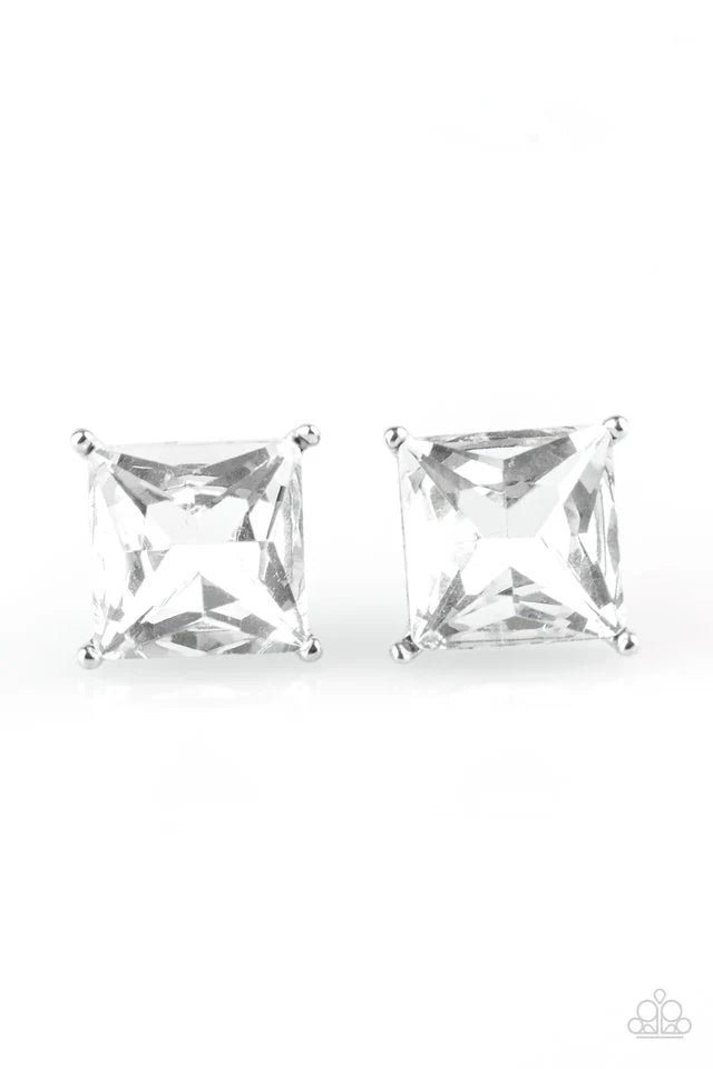 Paparazzi The Big Bang - White Earrings
