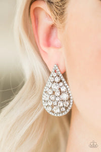 Paparazzi Reign-Storm - White Earrings