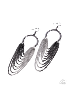 Paparazzi Focused Fringe - Black Earrings