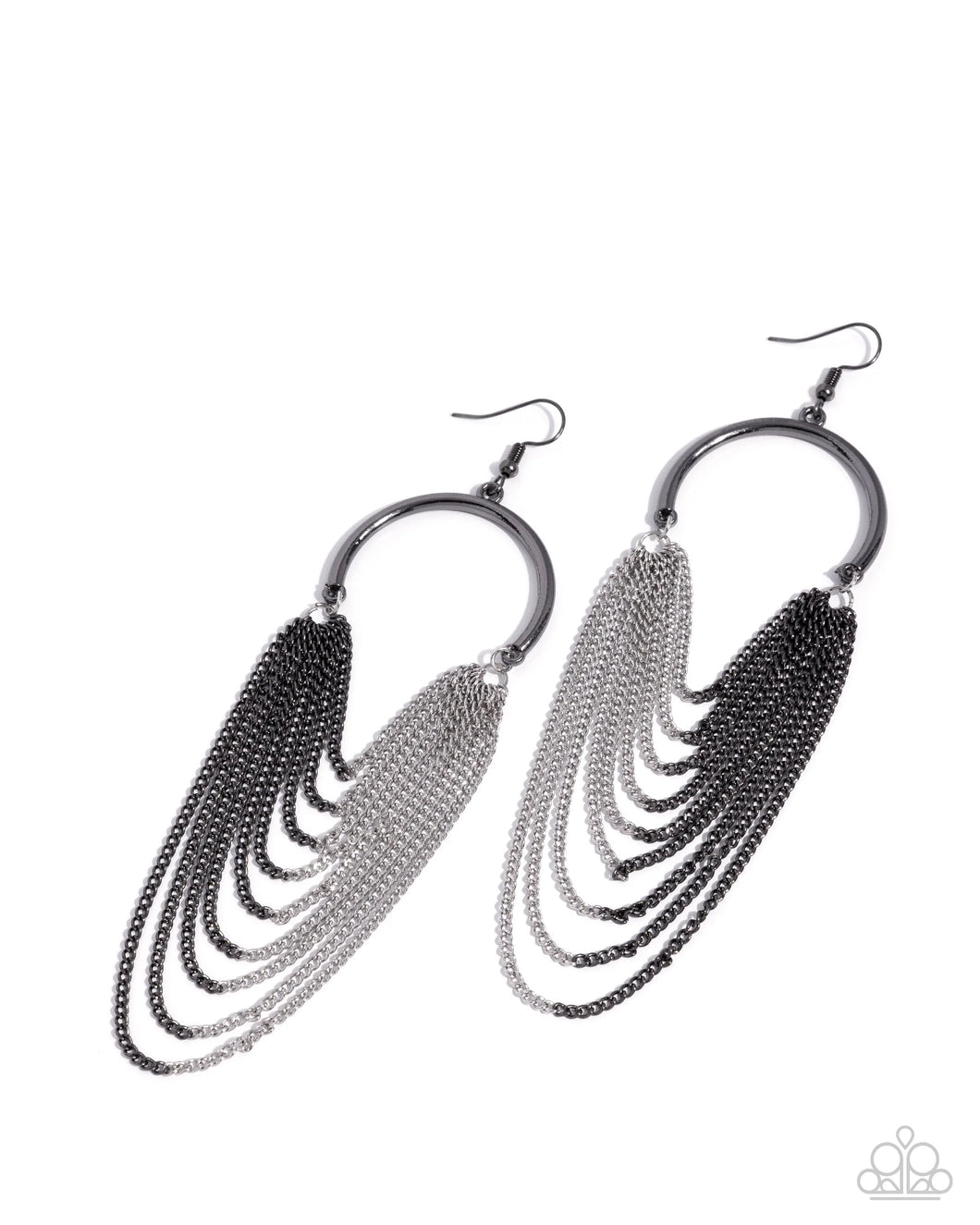 Paparazzi Focused Fringe - Black Earrings