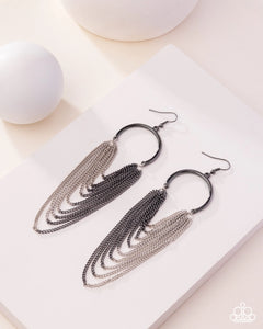 Paparazzi Focused Fringe - Black Earrings
