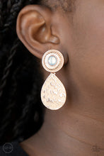 Load image into Gallery viewer, Paparazzi Emblazoned Edge - Rose Gold Earrings
