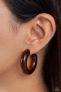 Paparazzi Glassy Gaze - Brown Earrings