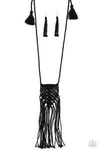 Paparazzi Macrame Mantra - Black Necklace