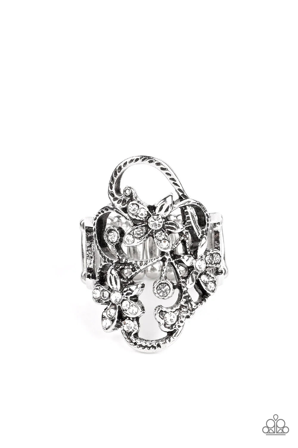 Paparazzi Flirtatiously Flowering - White Ring