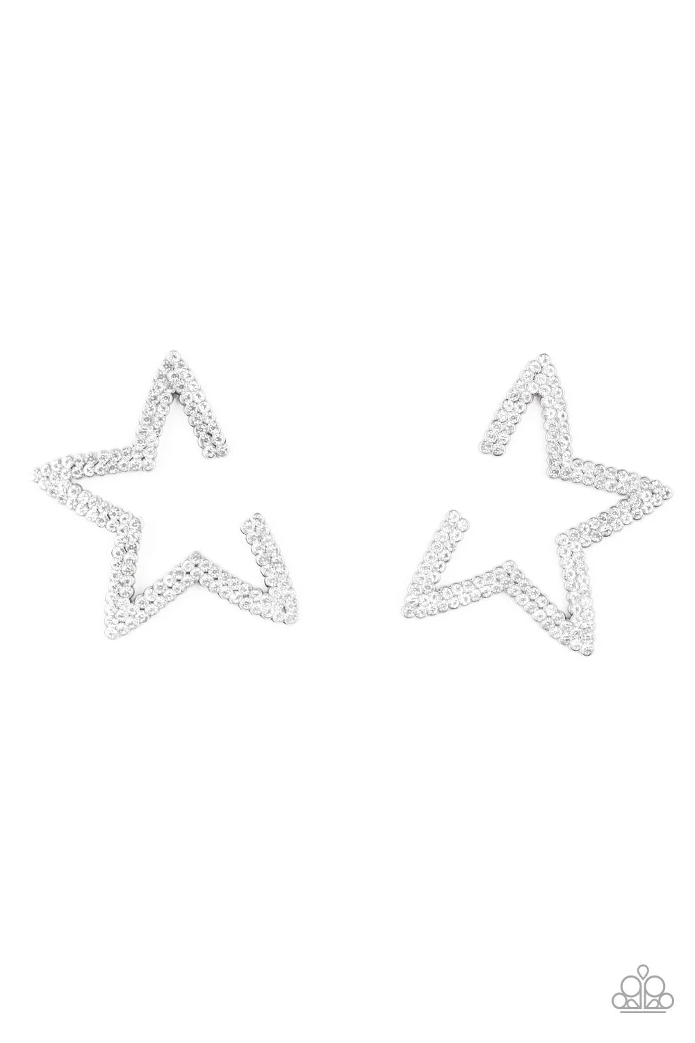 Paparazzi Star Player - White Earrings
