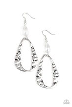 Load image into Gallery viewer, Paparazzi "Enhanced Elegance" White Silver Teardrop Hoop Earrings Paparazzi Jewelry
