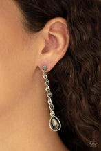 Load image into Gallery viewer, Must Love Diamonds Silver Earrings - Paparazzi Accessories- on model - CarasShop.com - Paparazzi Jewelry by Cara Jewels

