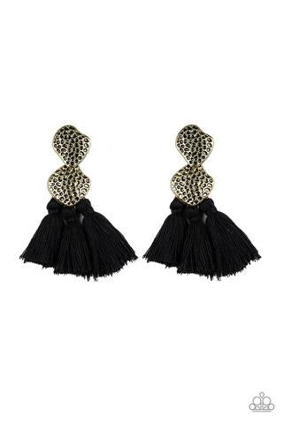 Paparazzi Tenacious Tassel - Black Earring