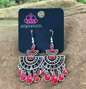 Paparazzi Sol Searching - Red Earring