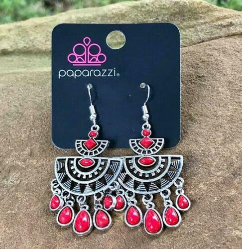 Paparazzi Sol Searching - Red Earring