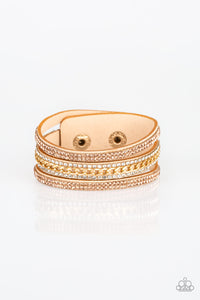 Paparazzi Rollin In Rhinestones - Gold Bracelet